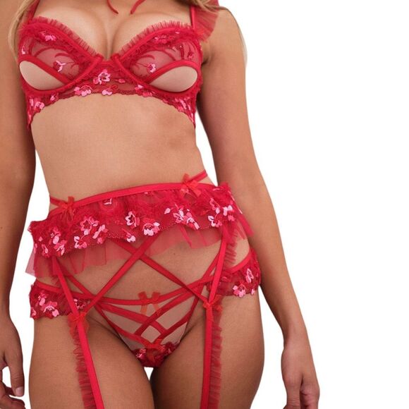 For Love & Lemons Evie Garter Belt - Size Small - Red - Picture 1 of 7